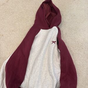 Edikted Burgundy and Gray Hoodie